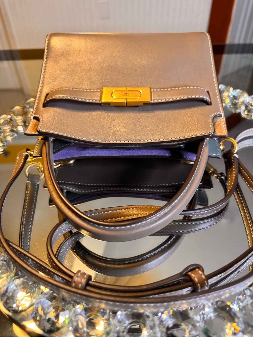 Tory Burch Mini Lee Radziwill Double Shoulder Bag In Clam Shell. - Picture 13 of 17